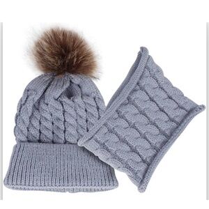 HAT&SCARF Baby winter hat and scarf set gray